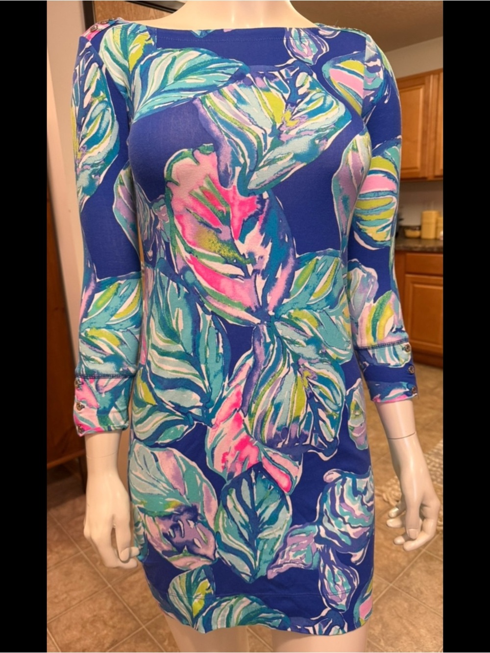 Lilly Pulitzer Blue Floral-Leaf Mini Dress
